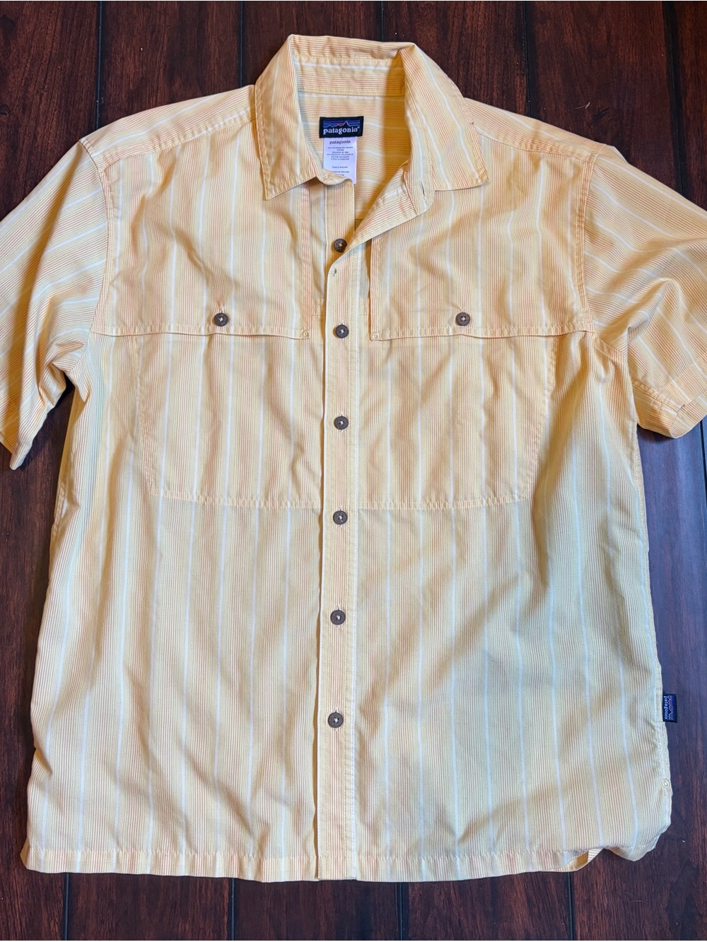 Patagonia Men's Short-Sleeve Button-Down Shirt — Pale Yellow Stripe